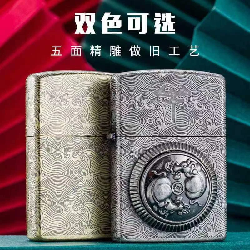 佐罗牛转乾坤旋转解压贴章全密封高续航内胆防风男士高端礼打火机