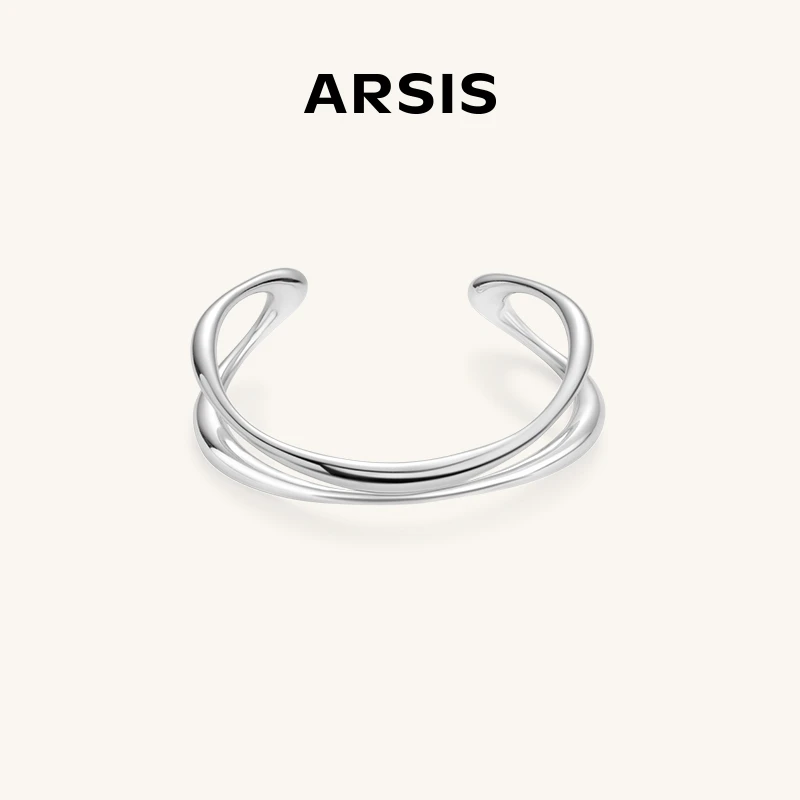 ARSIS流光系列流线双层手镯设计感素款个性光面多层轻七夕礼物