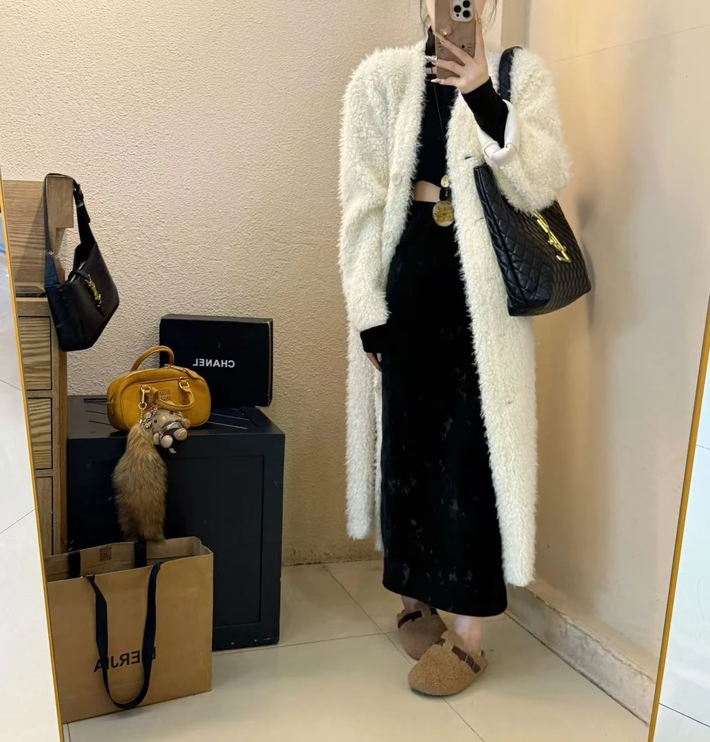 {定制}东大门设计感小众外套显瘦宽松加厚过膝气质百搭轻奢小香风