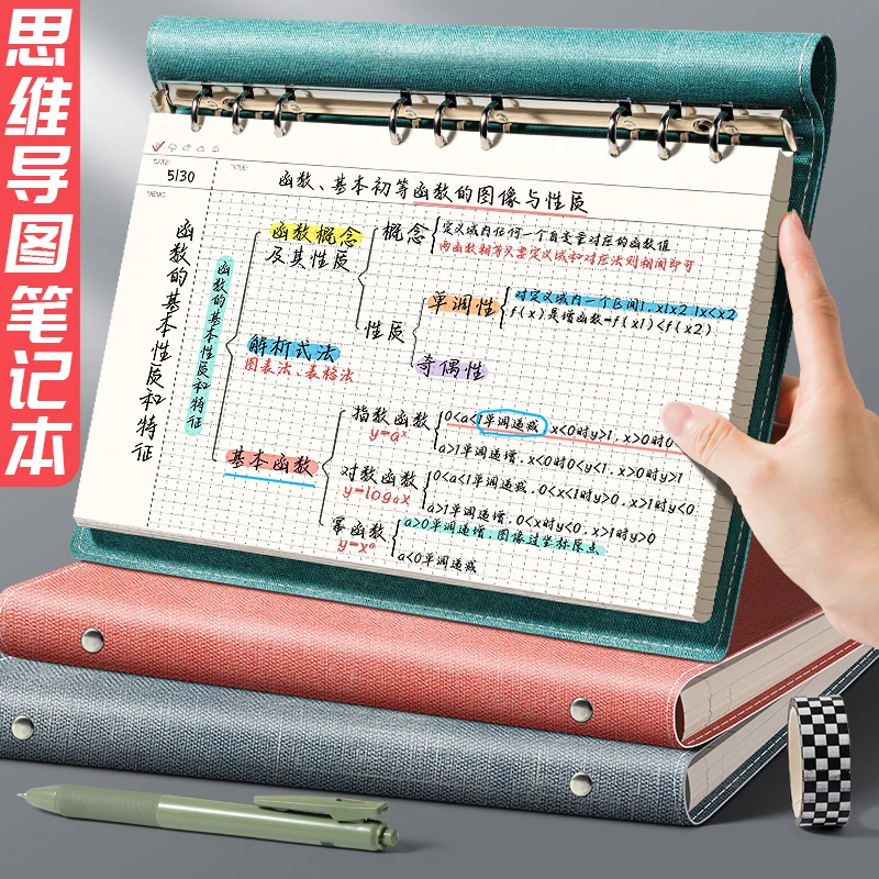 思维导图笔记本子A4活页夹软皮上翻线圈本考研法考用活页本可拆卸