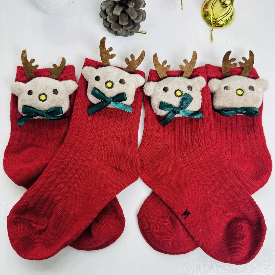 【林姐生活】儿童新年袜红色秋冬袜子