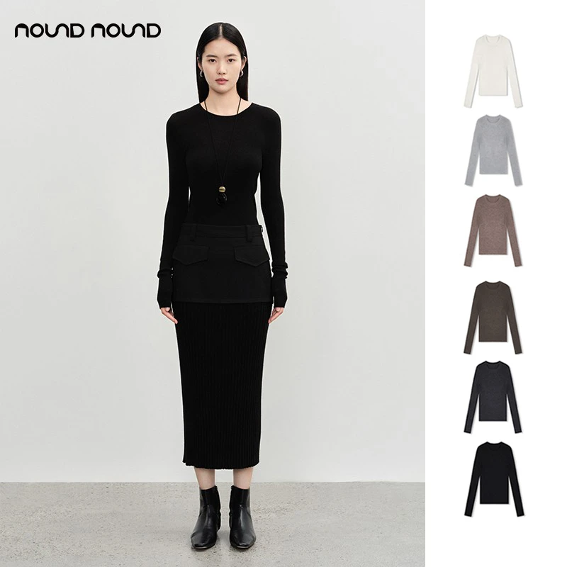 【CONCISE WHITE简白】nound买手店百搭修身圆领长袖打底衫女24秋