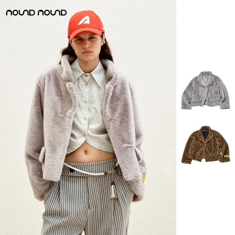【MEDIUM WELL】nound买手店毛绒感立领仿兔毛短款外套女24秋冬新款