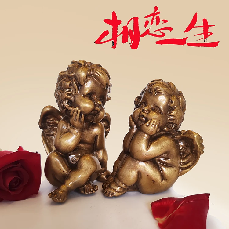 铜万福纯铜爱情守护神 爱神小天使丘比特欧式风格居家桌上摆件