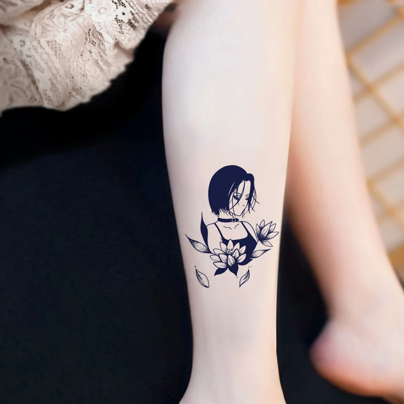 草本纹身贴防水持久防汗半永久手臂腿部背部遮瑕仿真不反光贴纸