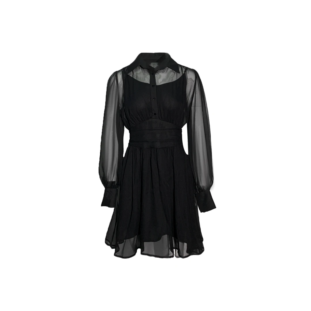 黑色【啊豪真丝】重磅桑蚕丝连衣裙Y24C9207