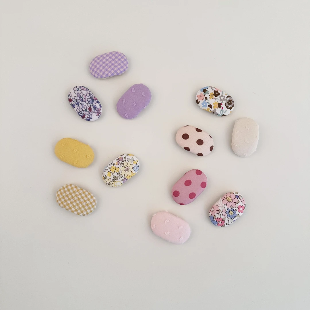 可爱宝宝小号碎花发夹女童椭圆格子bb夹侧边刘海夹充棉布艺碎发夹