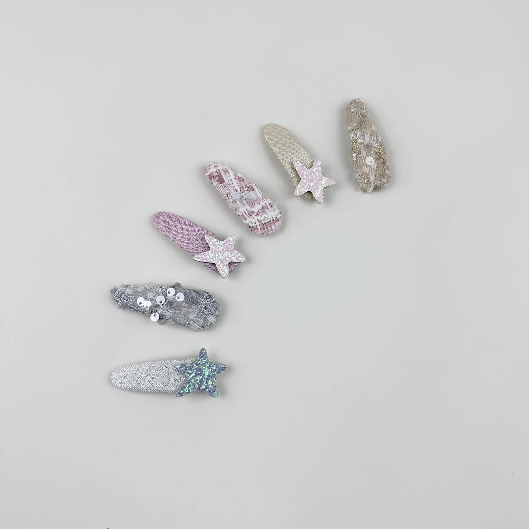 韩版儿童小香风发夹超仙宝宝闪粉星星发卡碎发bb夹女童边夹刘海夹