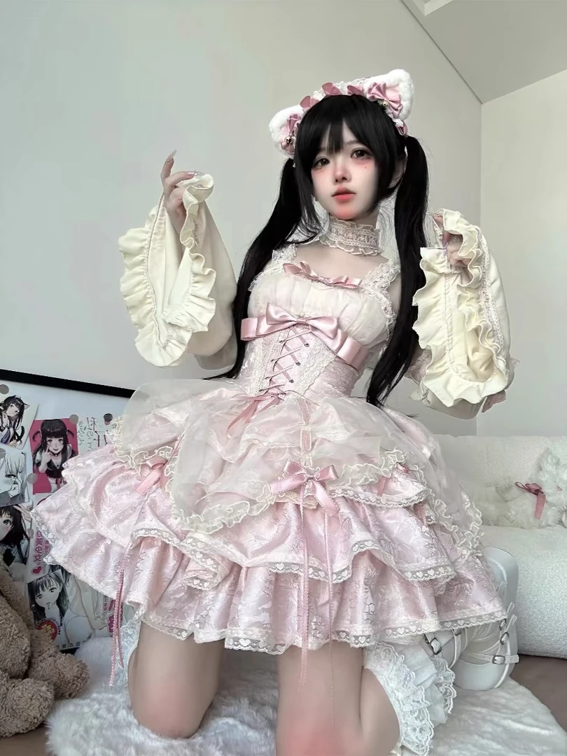 【实体店现货】蔷薇执事lolita杏粉色黑粉色蓝色