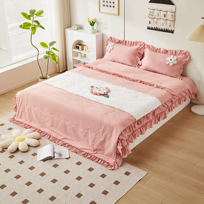 欣馨玥新款床上四件套纯水洗棉被罩床盖床单床品床上用品三件套
