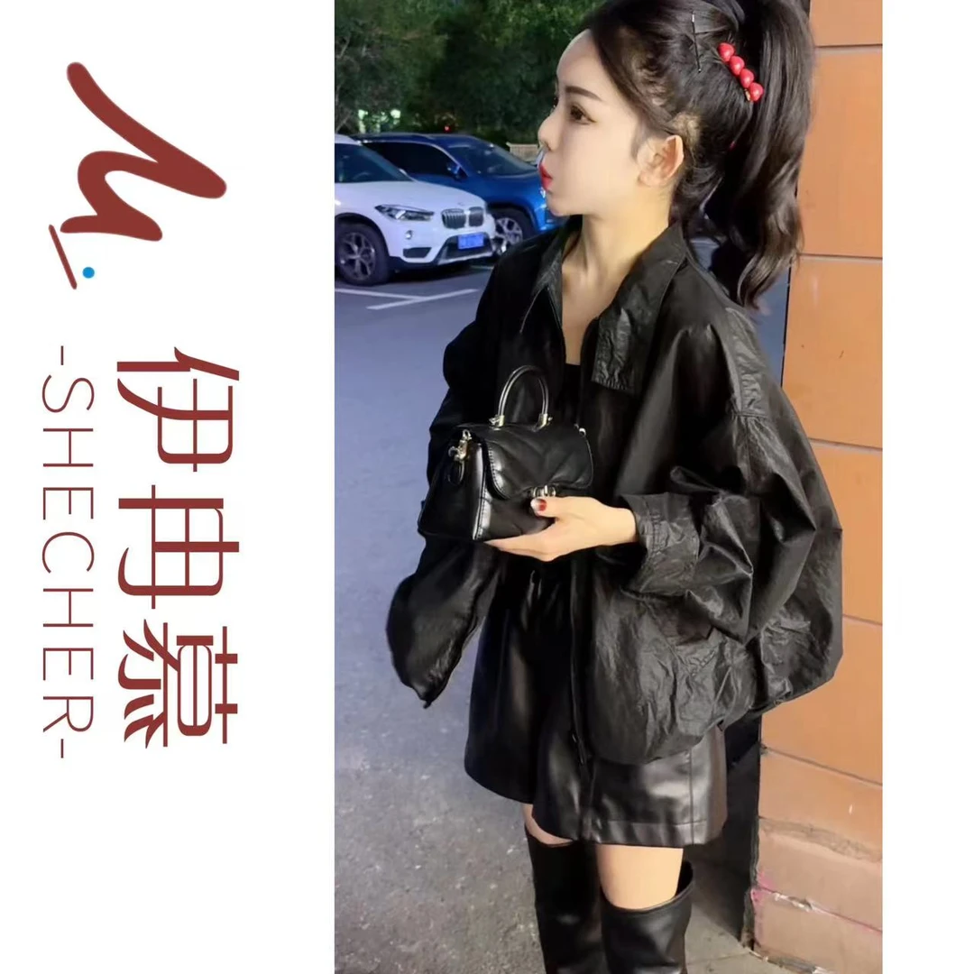 【伊冉慕】欧货秋季新款酷飒风短款外套女高级感蝙蝠袖时尚8823