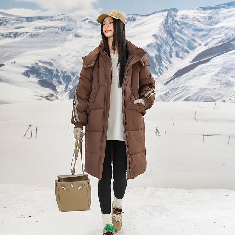 【冰雪如故】冬季新款大码胖mm200斤宽松保暖中长款大码羽绒服2444