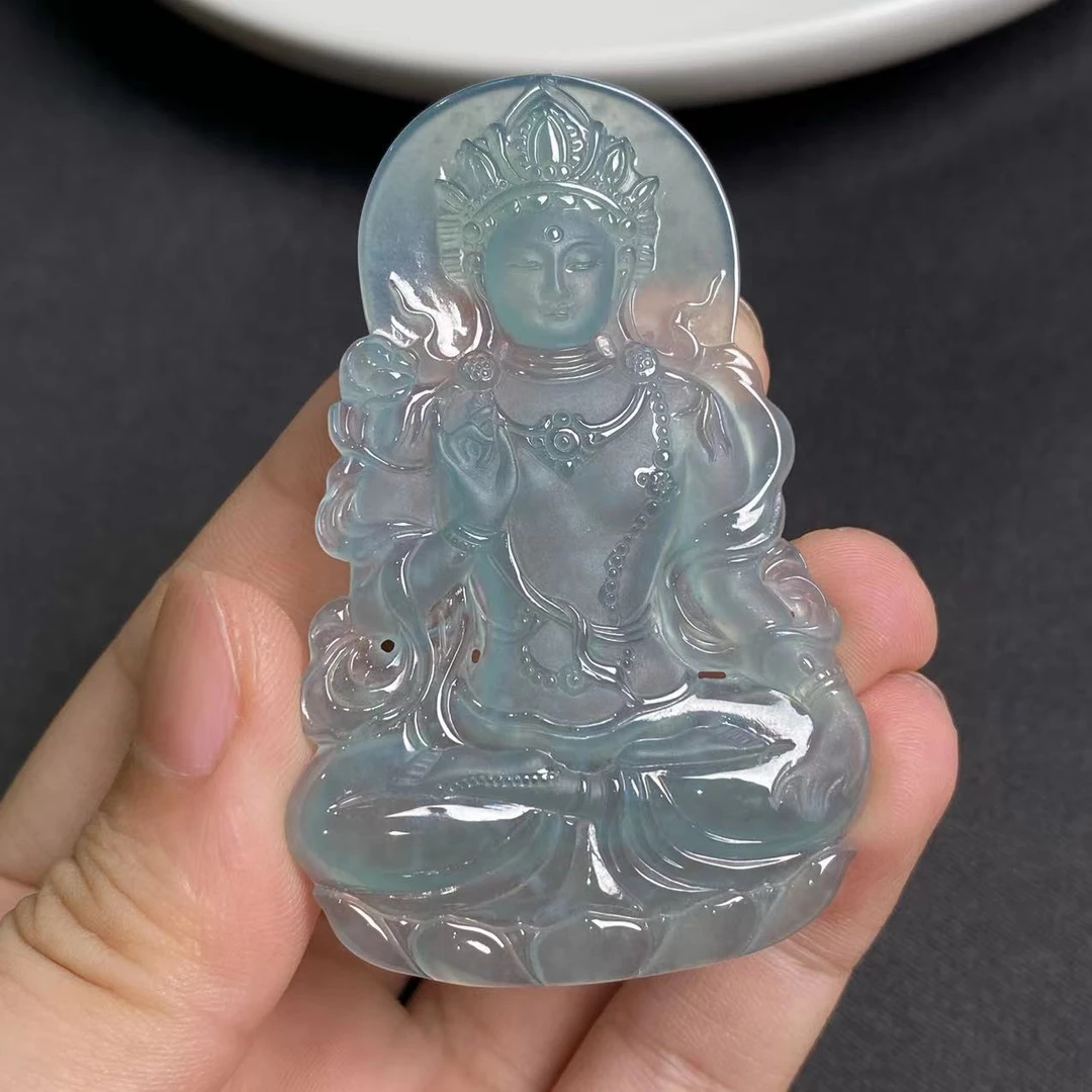 天然翡翠A货 大师工度母 磨砂工艺(多样性发货)