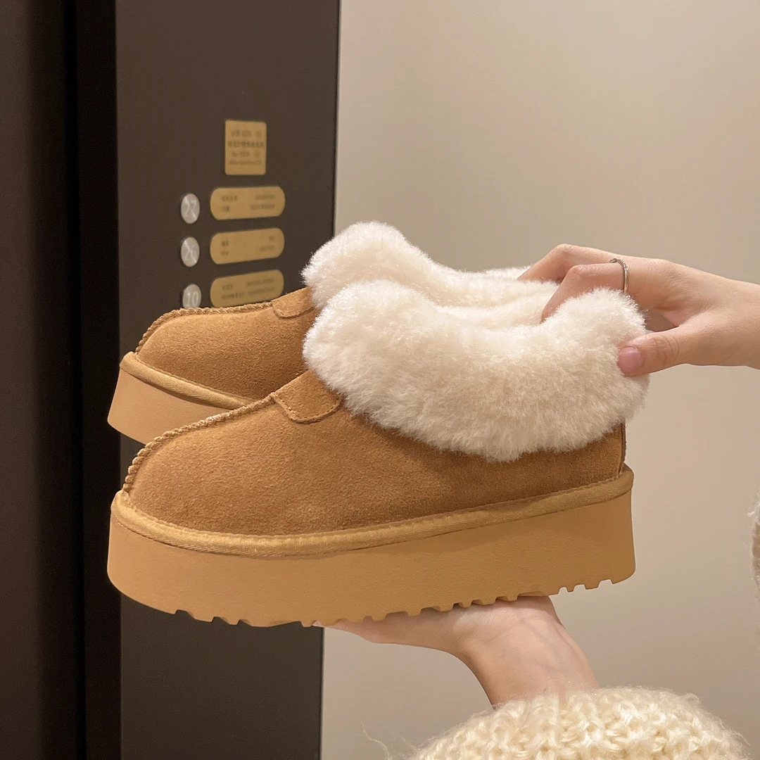 雪地靴女真皮牛皮厚底百搭加厚网红时尚加绒保暖冬季短筒