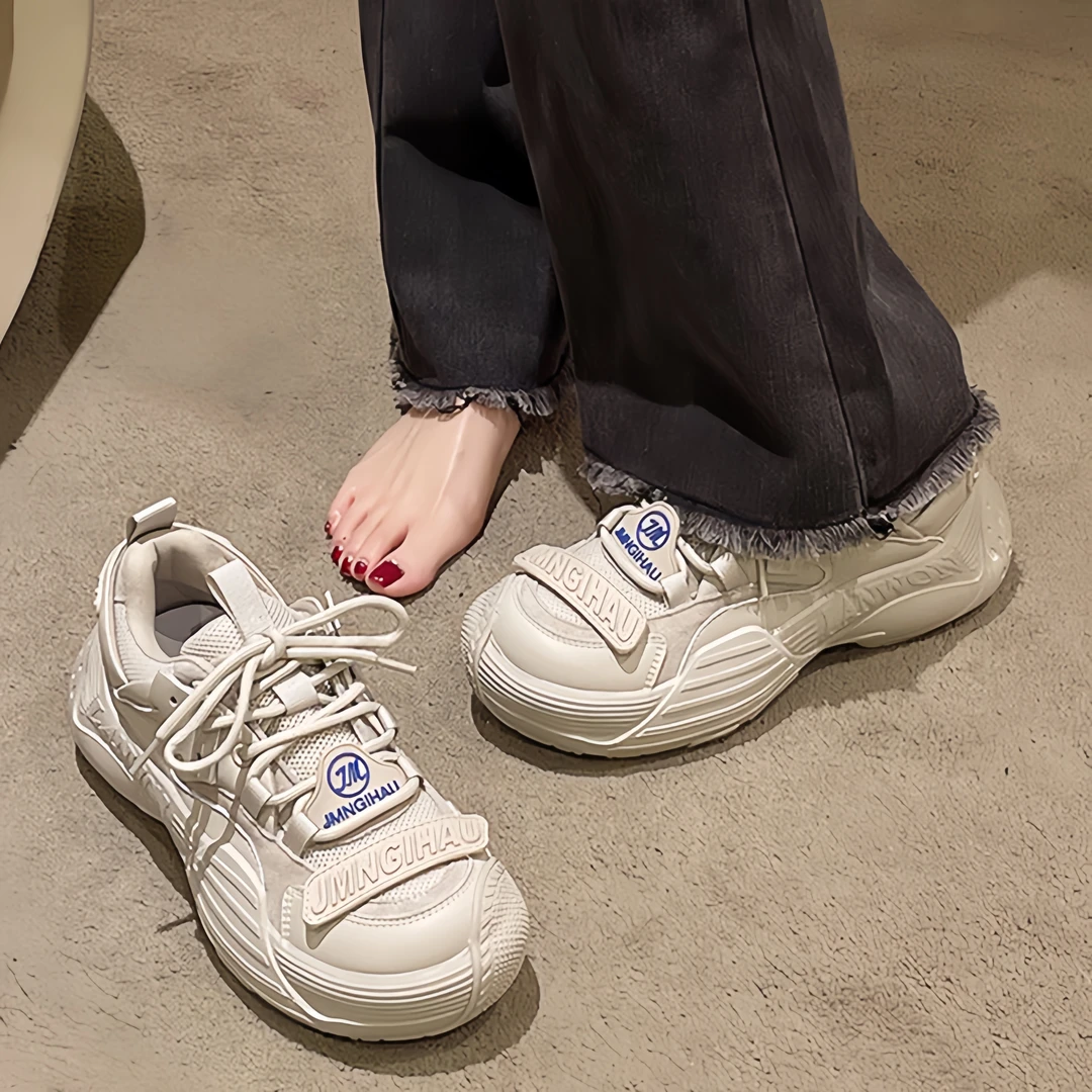 港风网红老爹鞋女2025年秋冬新款复古加绒厚底休闲运动跑步透气鞋