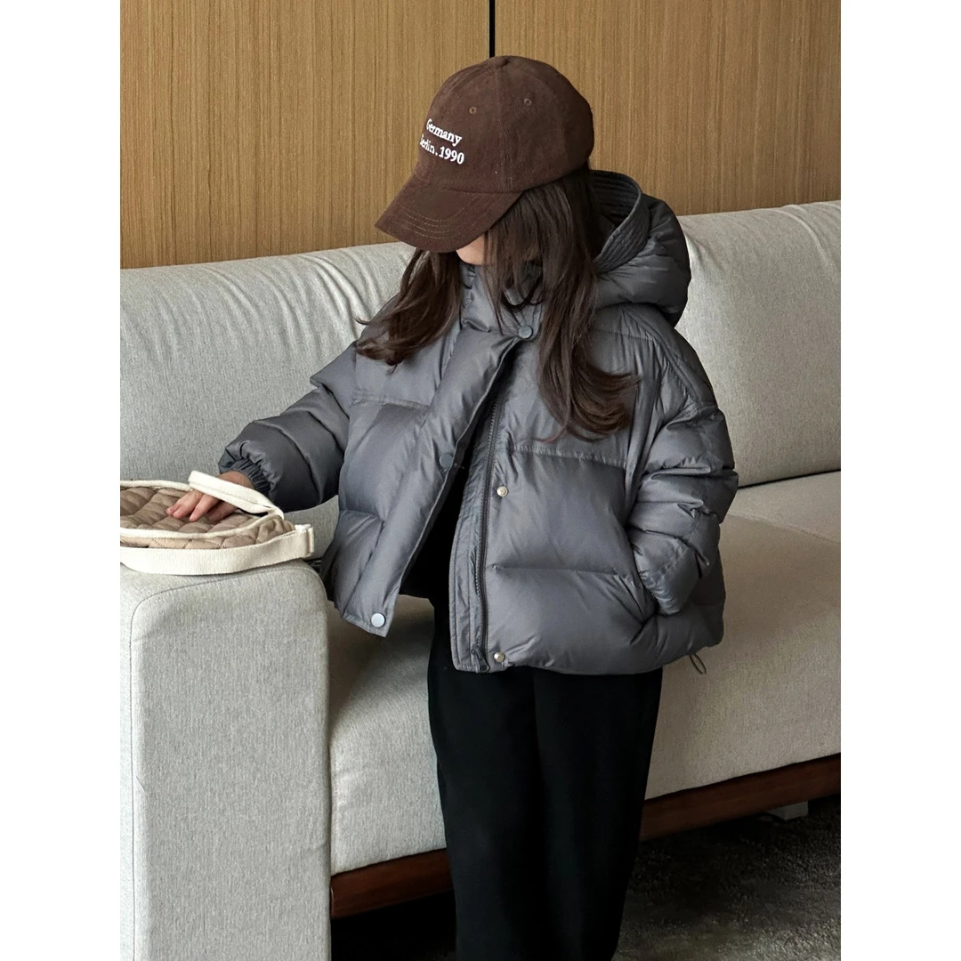 女童羽绒服90白鸭绒加厚保暖短款韩版洋气时髦儿童冬季外套连帽