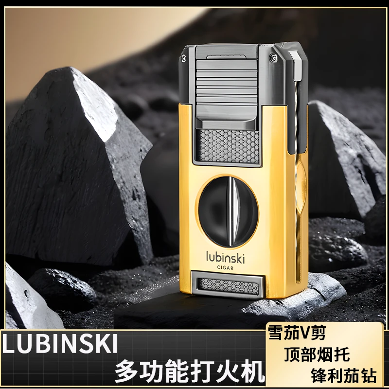 君悦LUBINSKI雪茄多功能一机多用聚火双直冲钛合金打火机