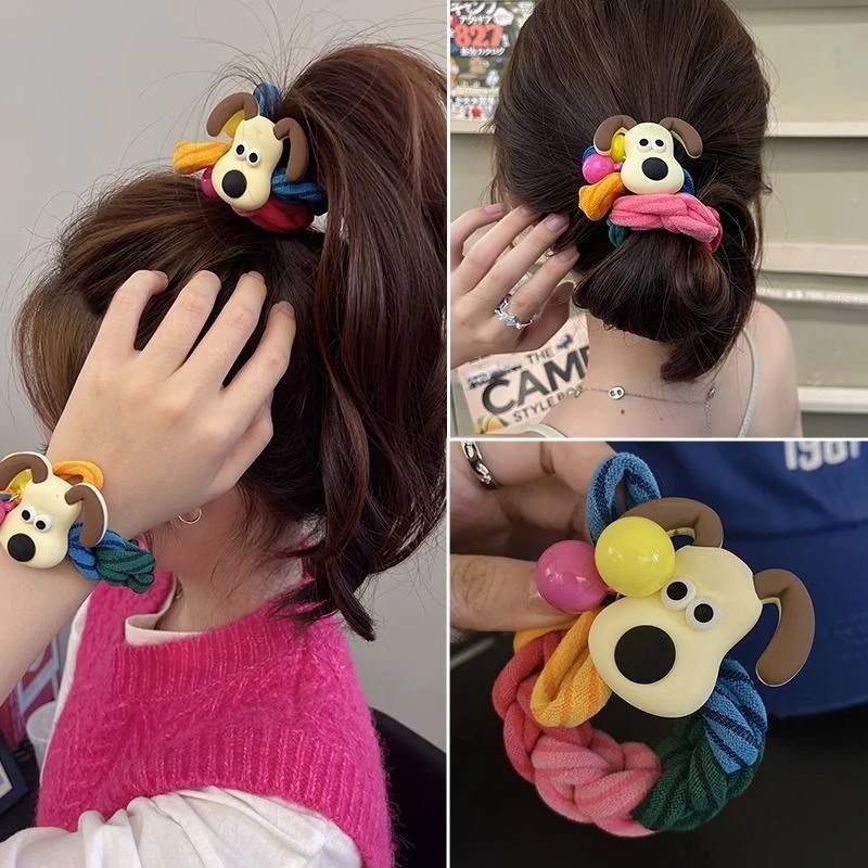 可爱卡通狗狗头绳新款高端简约高弹力耐用橡皮筋发绳头饰发圈秋冬