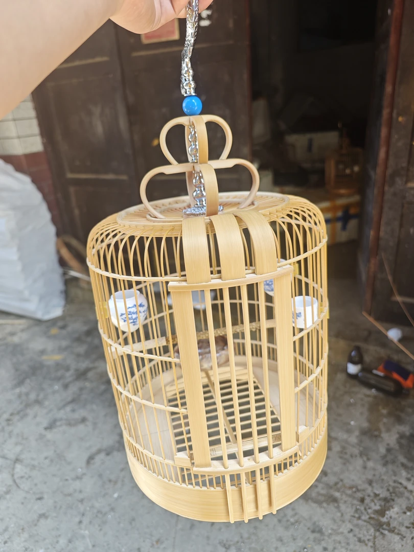 天蓬活动底贵阳三皮笼小鸟笼直径26公分原竹色可拆底1.2丝距老竹