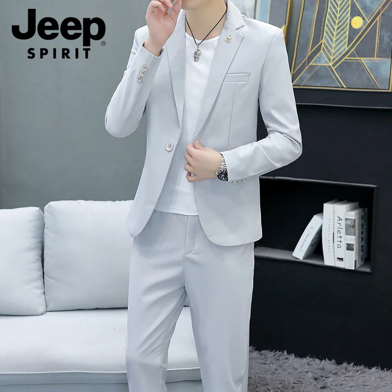 JEEPSPIRIT休闲西服套装男士韩版修身商务ins痞帅轻熟风时尚西装