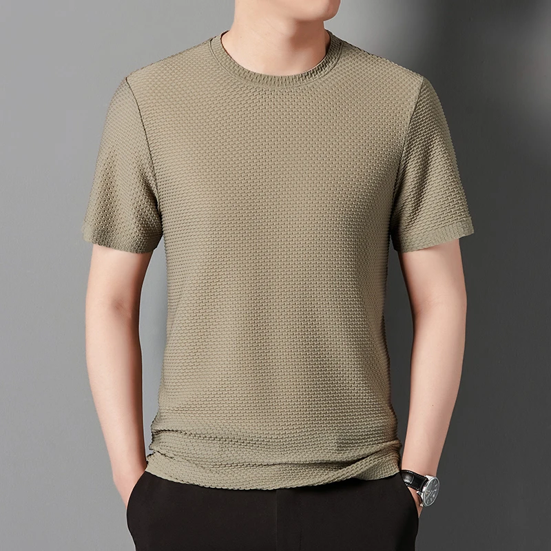 【许老大】2024夏季新款男士超薄高弹透气速干宽松圆领短袖