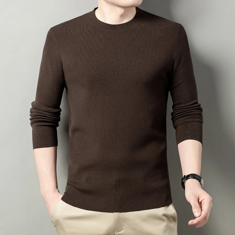 许老大【400g可机洗含羊毛】保暖纯色男士长休闲衫针织衫