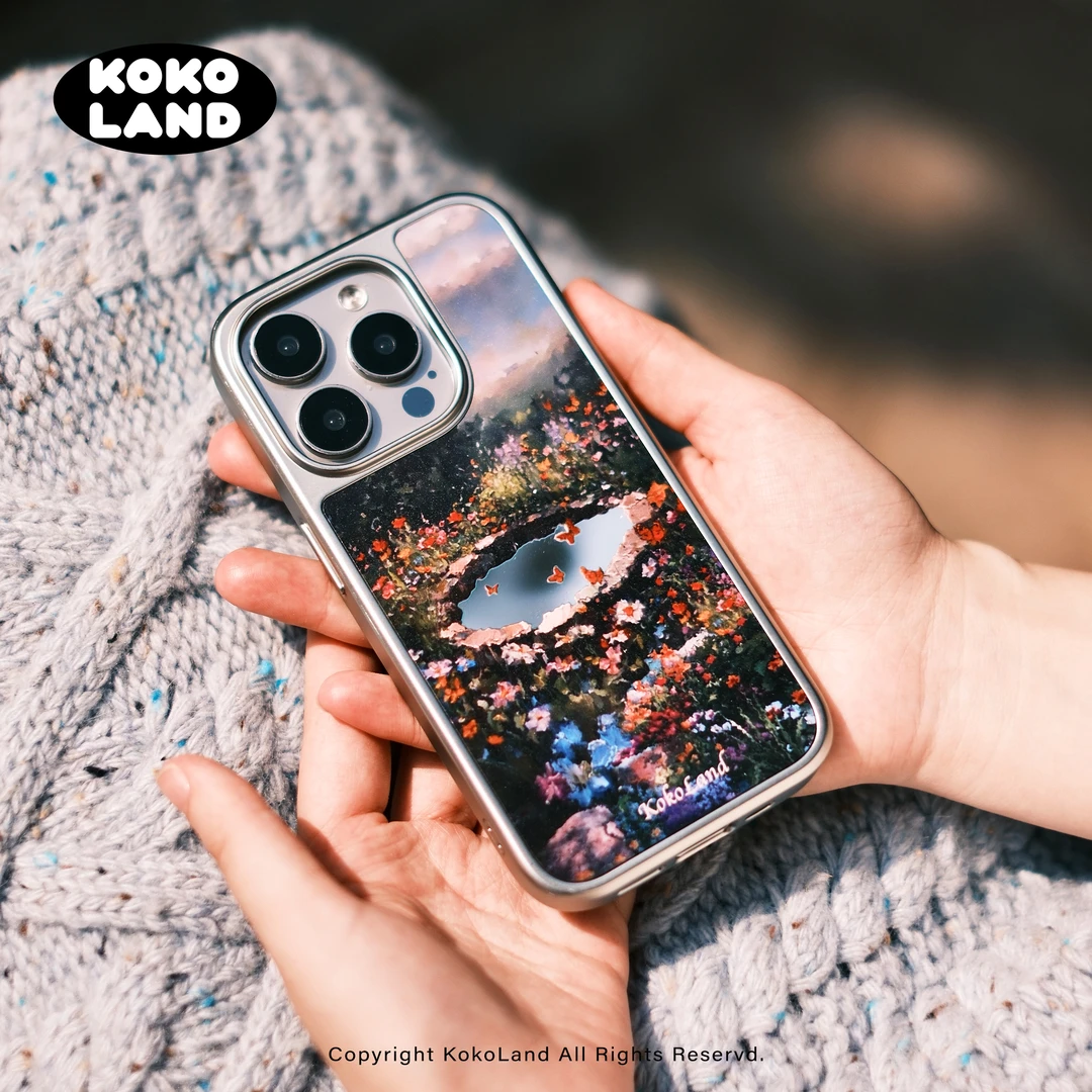 kokoland蝶泉花园油画蝴蝶镜面彩色电镀硬壳手机壳适用苹果原创