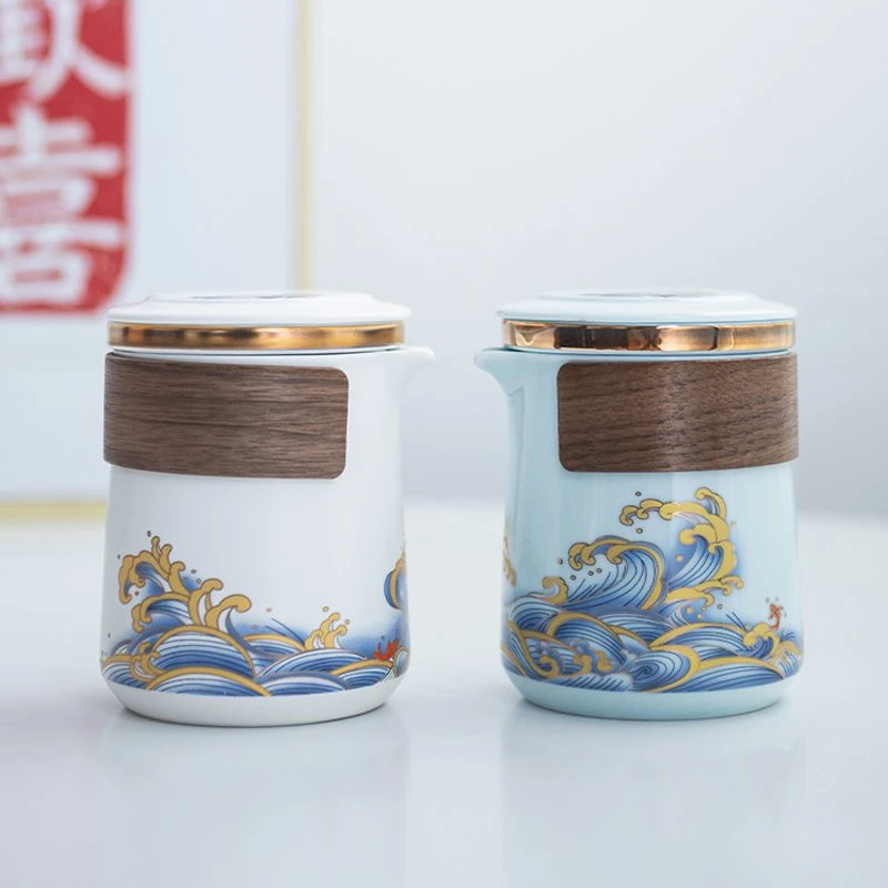 仙友旅行茶具套装一壶五杯户外便携快客杯陶瓷功夫茶杯泡茶壶