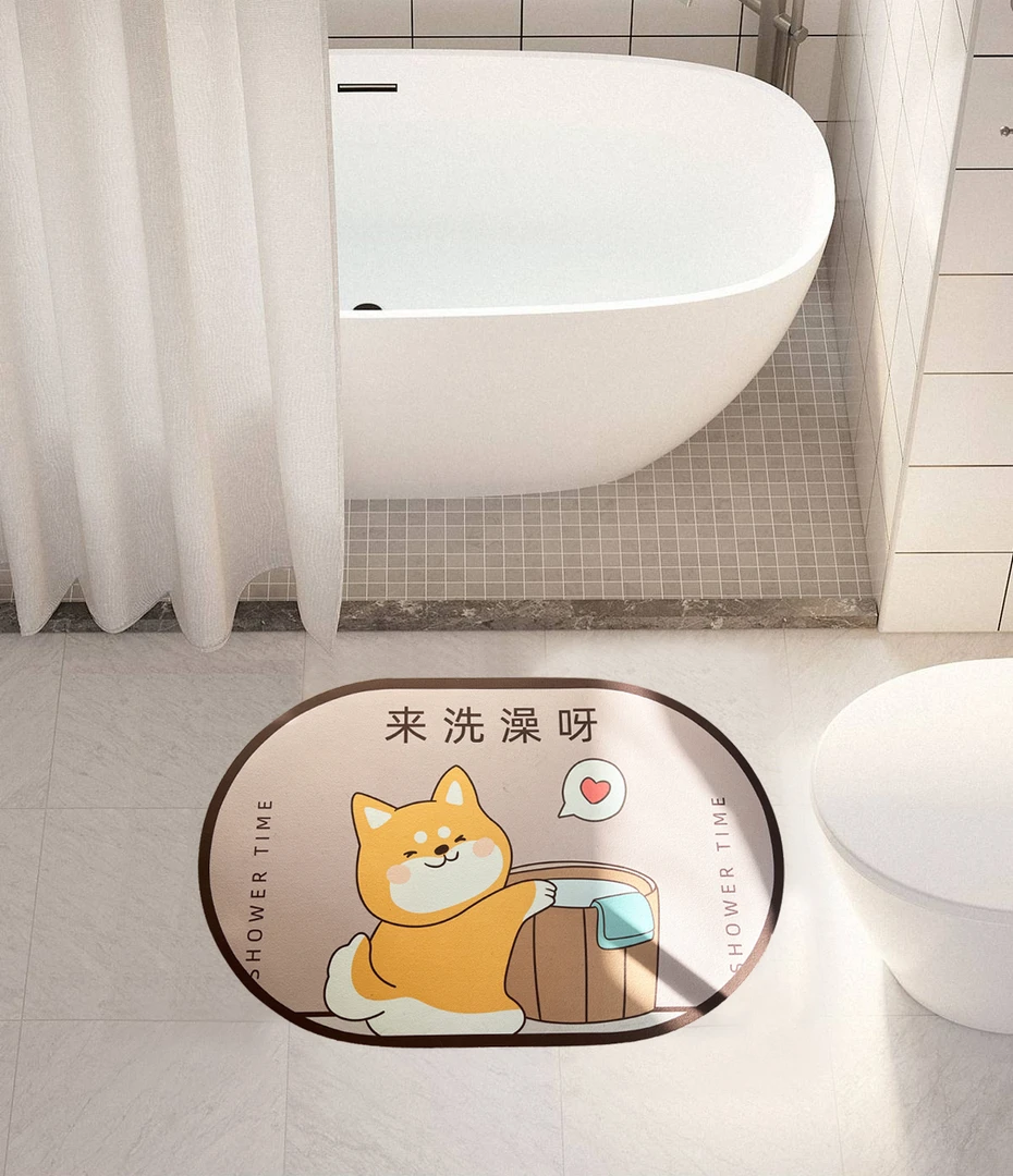 浴室地垫卫生间硅藻泥吸水垫子厕所门口进门可爱防滑卫浴速干软垫