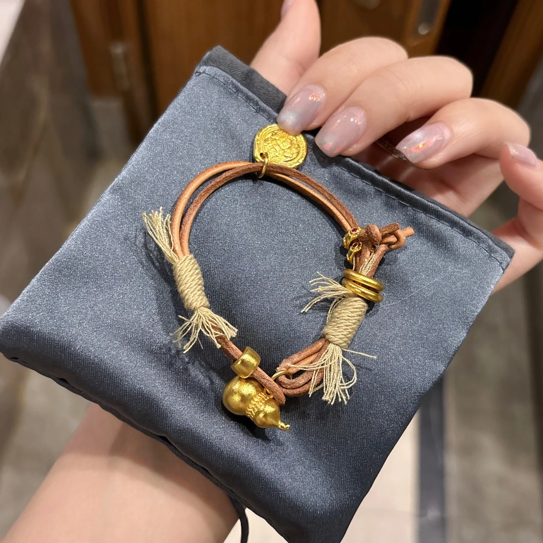 铜合金合成锆石手链 黄财财手工编织手绳