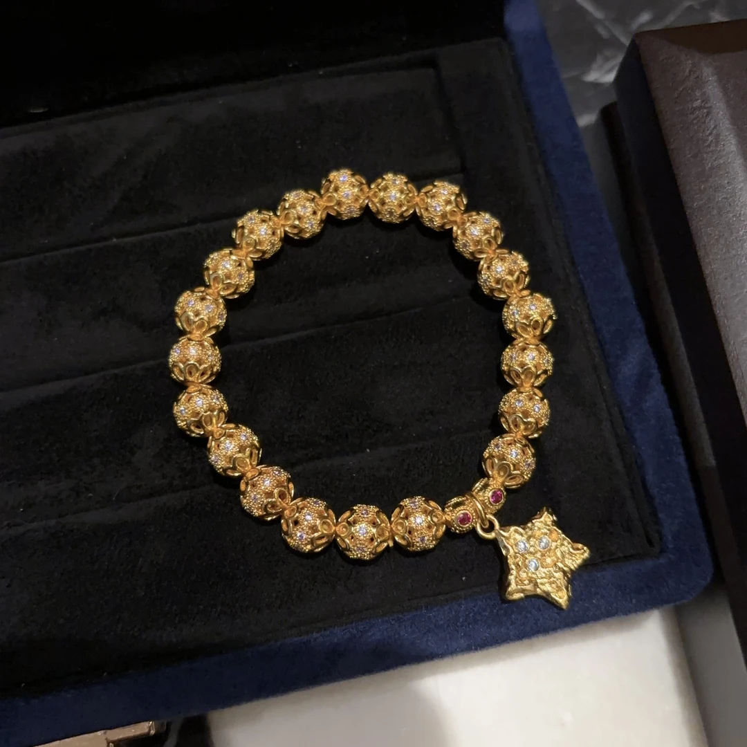 铜合金合成锆石手链 1536【繁花似锦 】星球珠