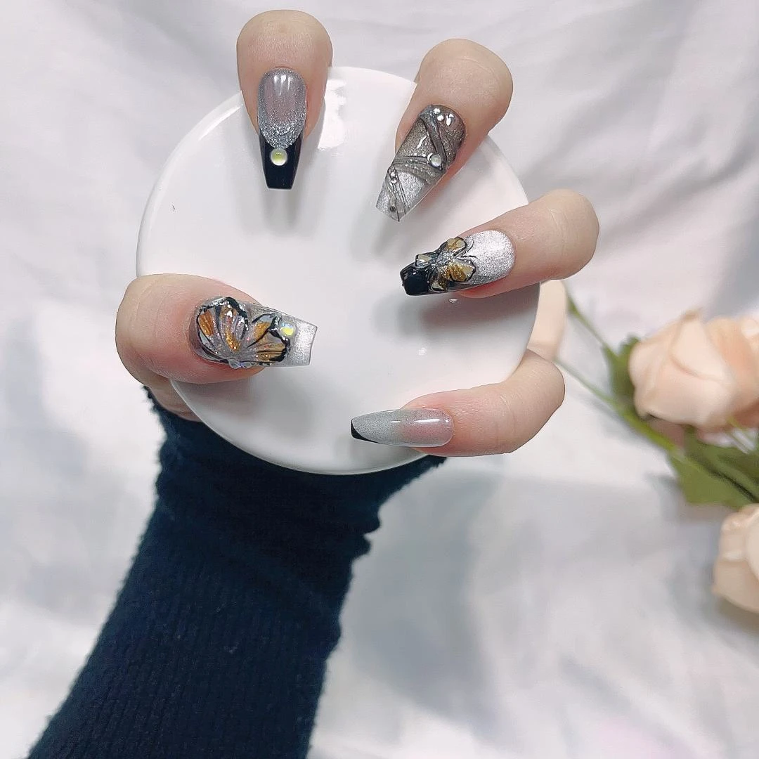 【YY005花飞蝶舞】薯你靓 品牌 原创设计 纯手工雕花穿戴甲