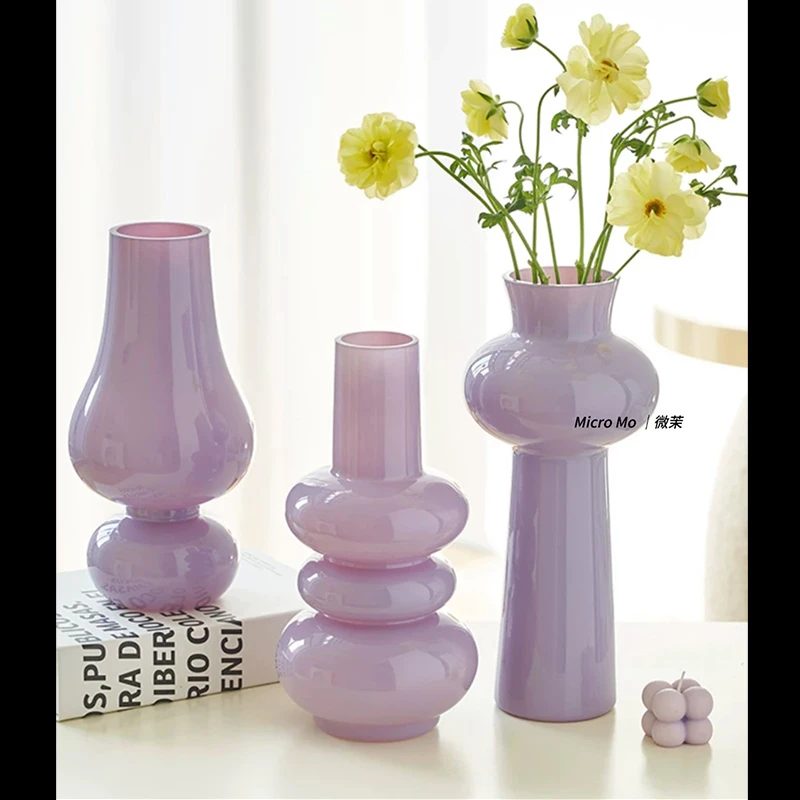 现代简约ins风玻璃花瓶水养鲜花客厅插花民宿家居电视柜中古花瓶