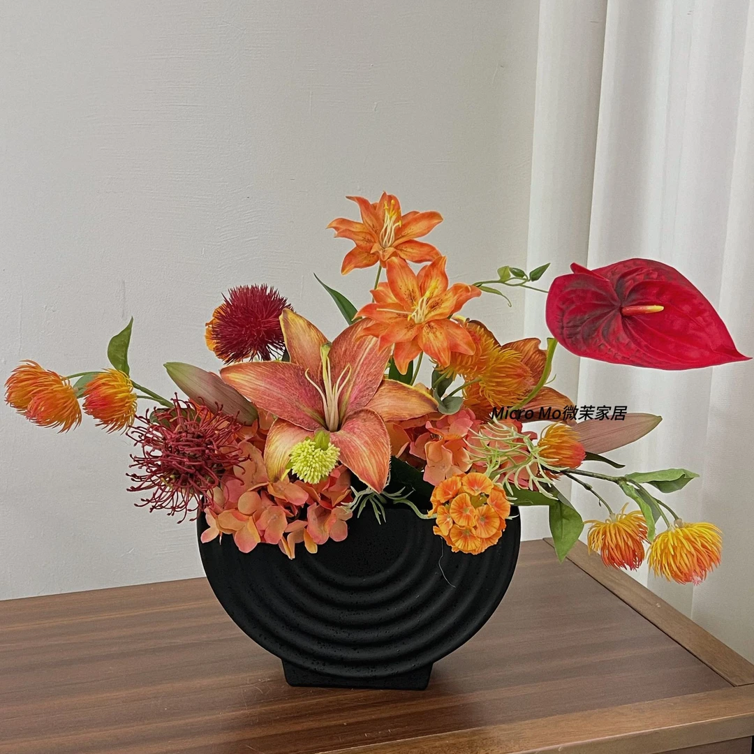 【孔雀开屏】思之仿真花餐桌花高档氛围感摆件家居装饰