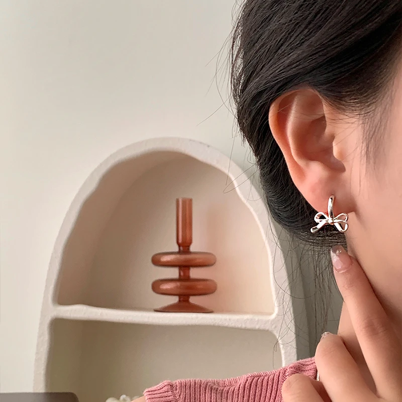 925银耳饰 蝴蝶结耳环女小众高级感2024年新款爆款气质耳钉不过敏