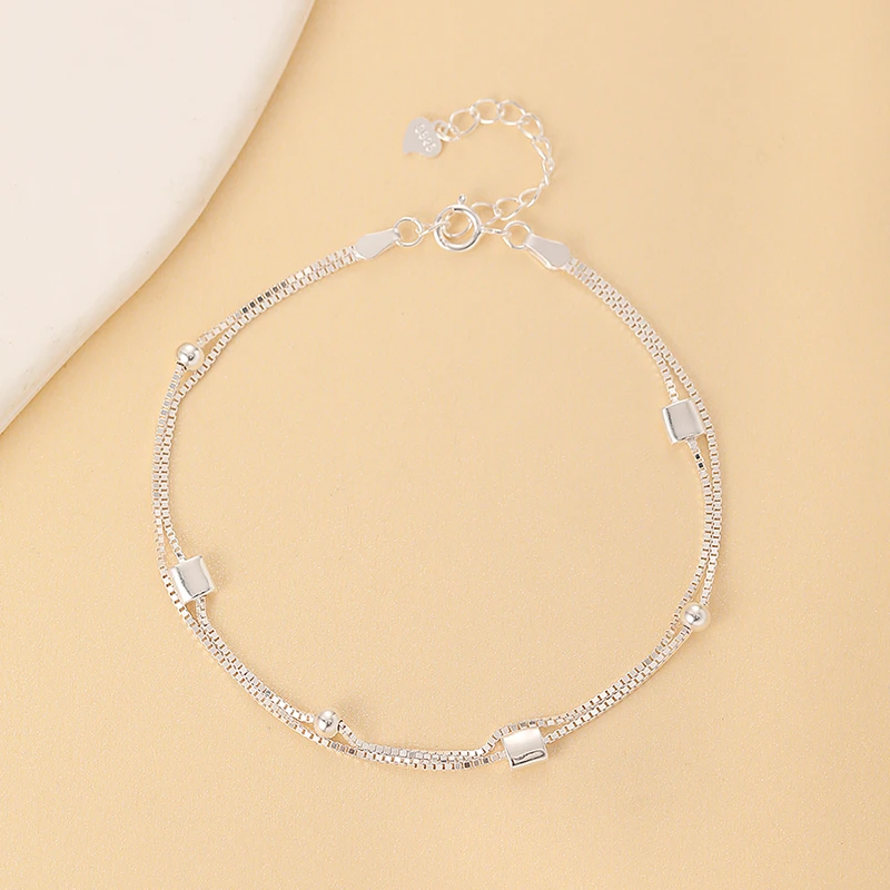 925银手链 方糖双层银手链女款2025新款春小众设计感手串送女闺蜜