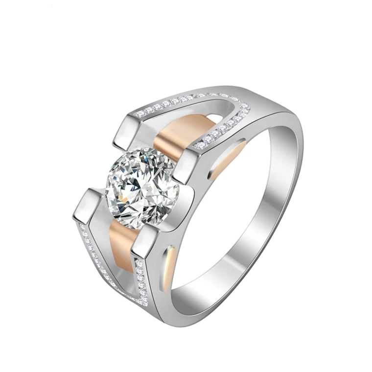 鹿克 925银莫桑石戒指 牛头款三克拉 时尚设计师莫桑戒镶嵌男戒