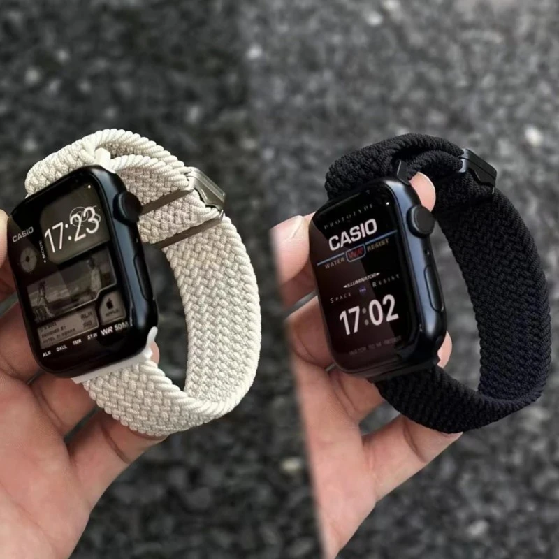 适用苹果applewatch10手表弹力iwatch尼龙表带新款表带磁吸扣s9