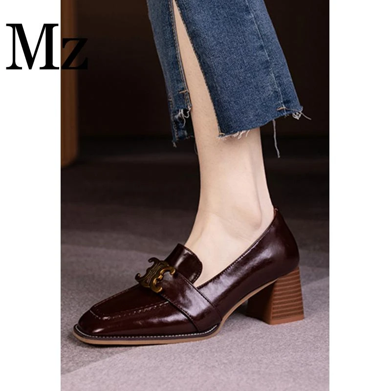 鞋匠小明/6cm/凯旋门/高跟鞋粗跟方头女鞋2022年春季新款/zy1208