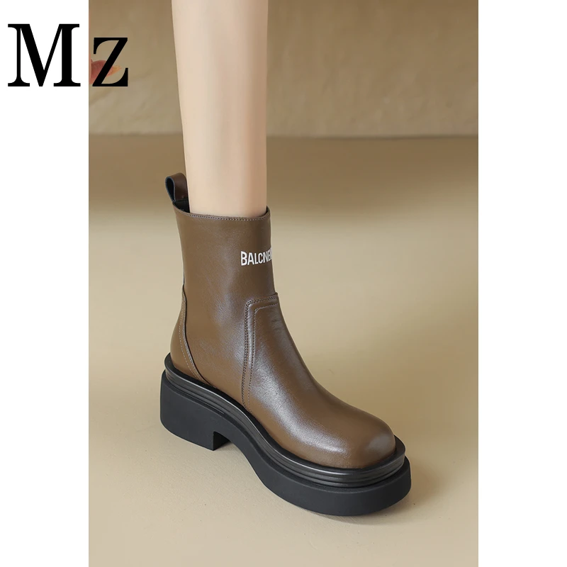 Mr.Zheng/淘小正/韩版厚底马丁靴2023秋冬百搭显瘦短靴女鞋子