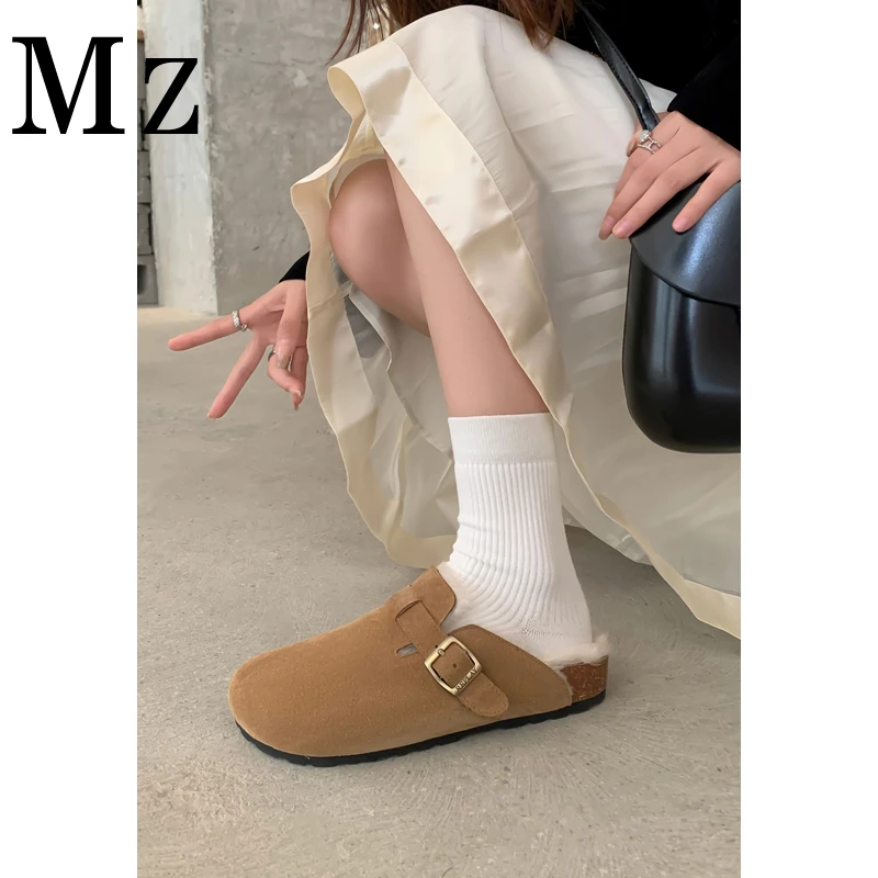 Mr.Zheng/淘小正/复古休闲一脚蹬丑萌2023冬季保暖包头勃肯拖鞋