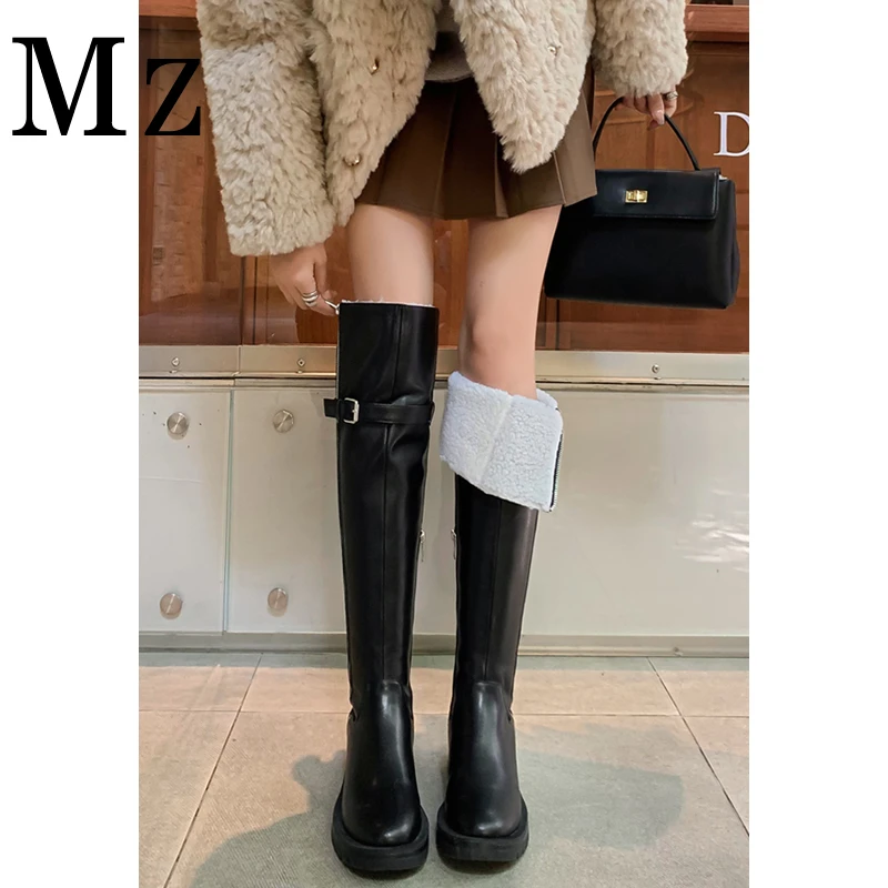 Mr.Zheng/淘小正/厚底过膝长靴雪地靴冬季两穿保暖骑士靴女鞋子