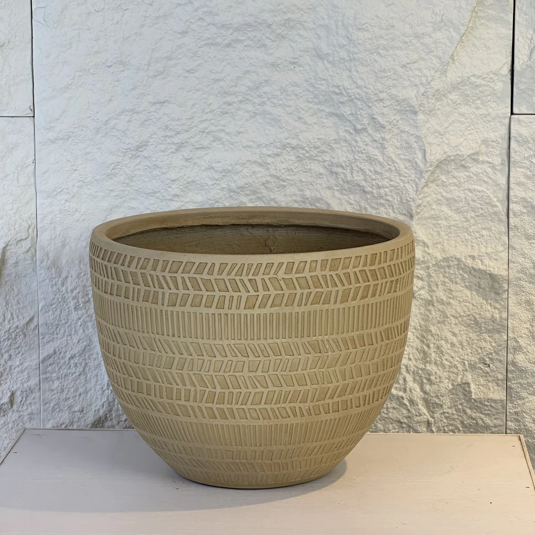 设计师款镁泥花盆简约北欧透气种树绿植盆器大号绿植盆栽半圆38