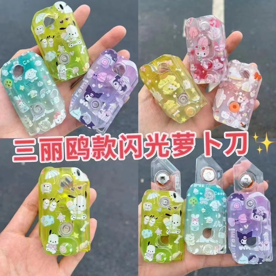 爆款三丽鸥解压玩具3D印花闪光萝卜刀重力带灯解压卡通水晶萝卜刀