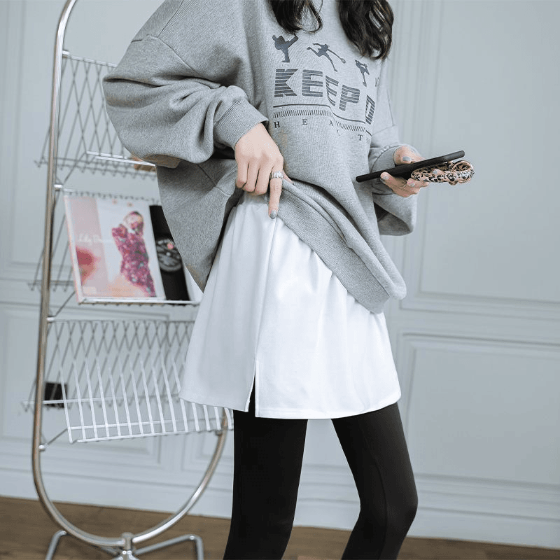 秋冬搭配卫衣女小白色遮屁股半身裙叠穿裙假内搭打底神器屁帘下摆