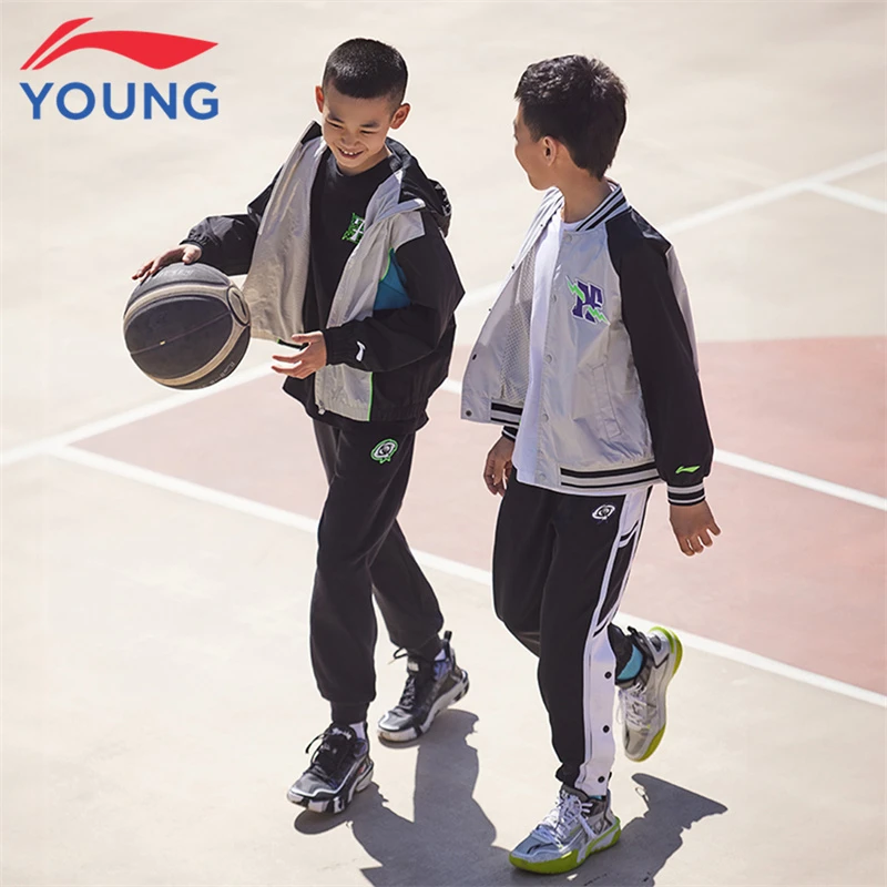 李宁童装儿童上衣男大童秋季篮球系列宽松舒适夹克运动外套  027