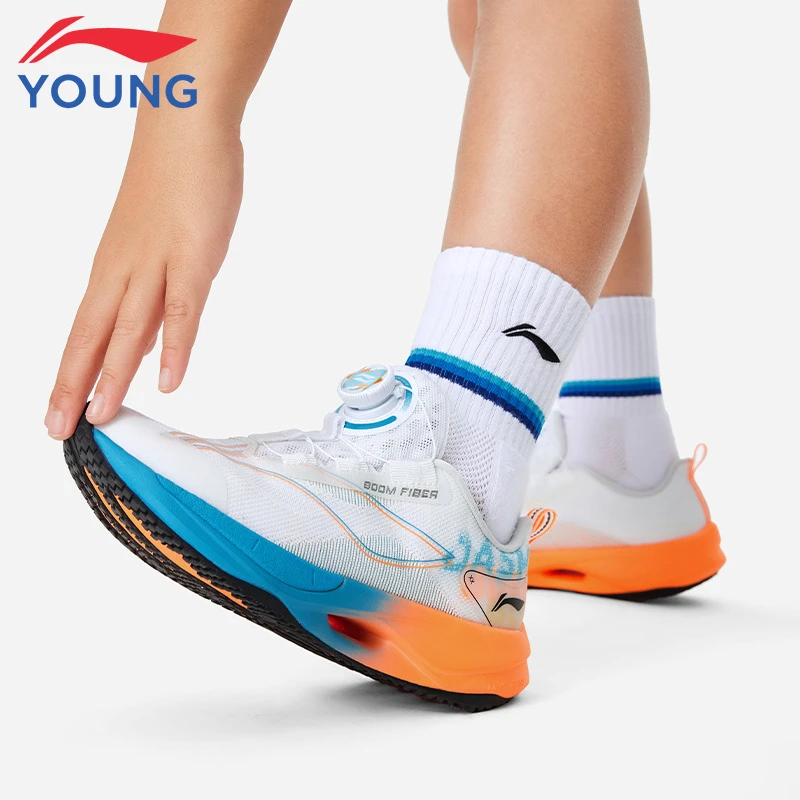 李宁儿童运动鞋男女大童2025新款超轻21网面透气旋转扣跑步鞋 012