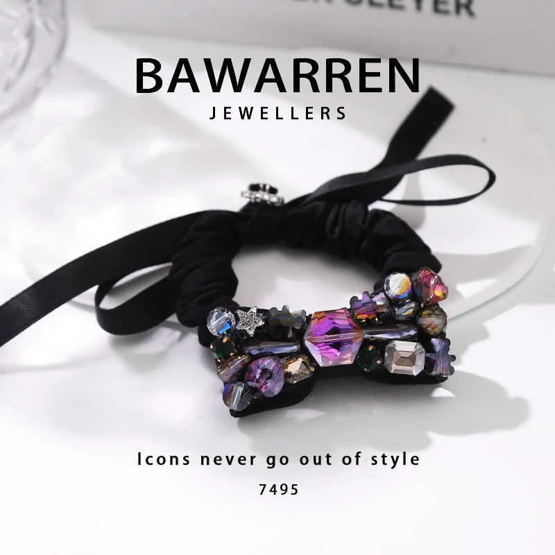 Bawarren7495-蝴蝶结发圈黑色百搭