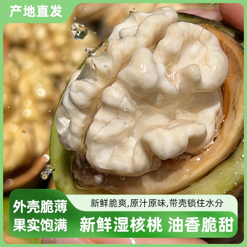 【去绿皮带壳湿核桃】三斤礼品纸皮湿核桃清香甘甜现摘现剥（1500g）