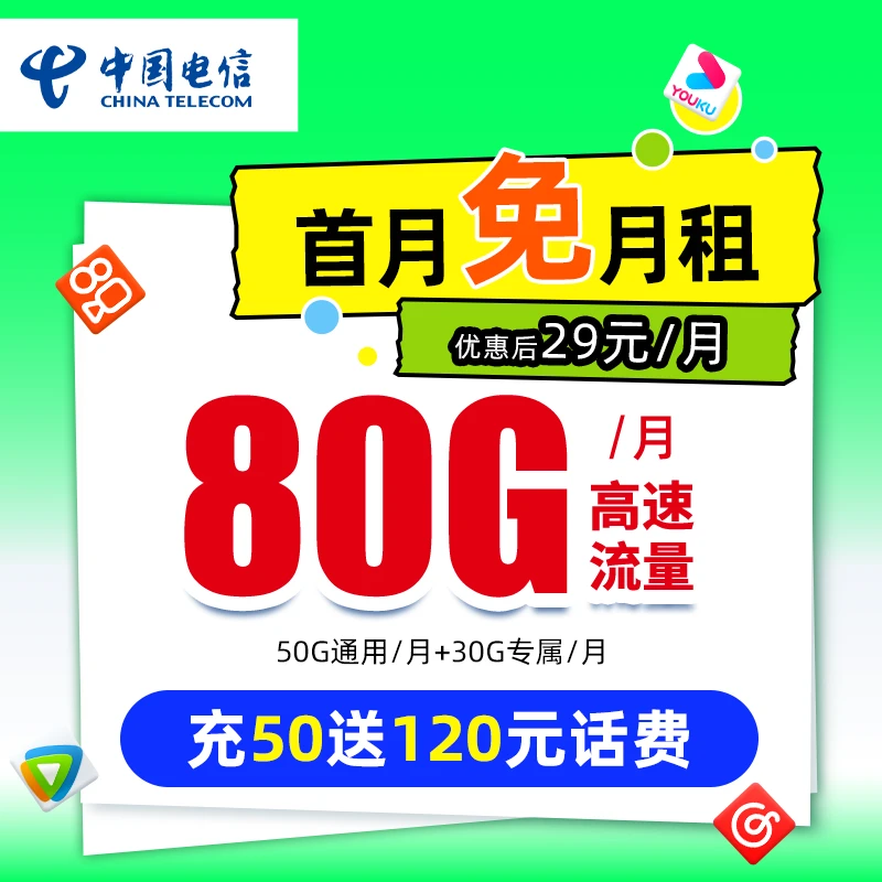 电信流量卡电话卡推荐电信星卡手机卡办理大王卡全国通用电信卡